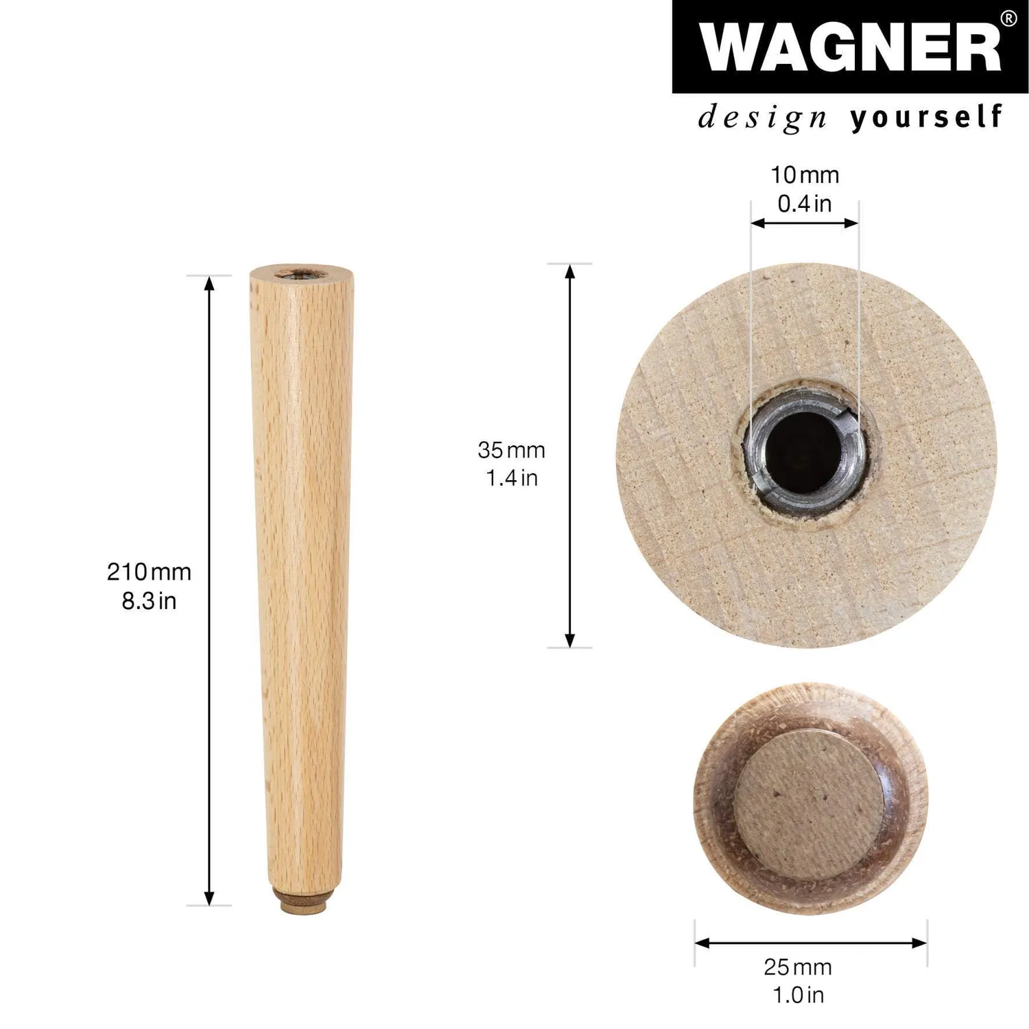 Wagner ST 7720 gamba conica faggio naturale 210 mm