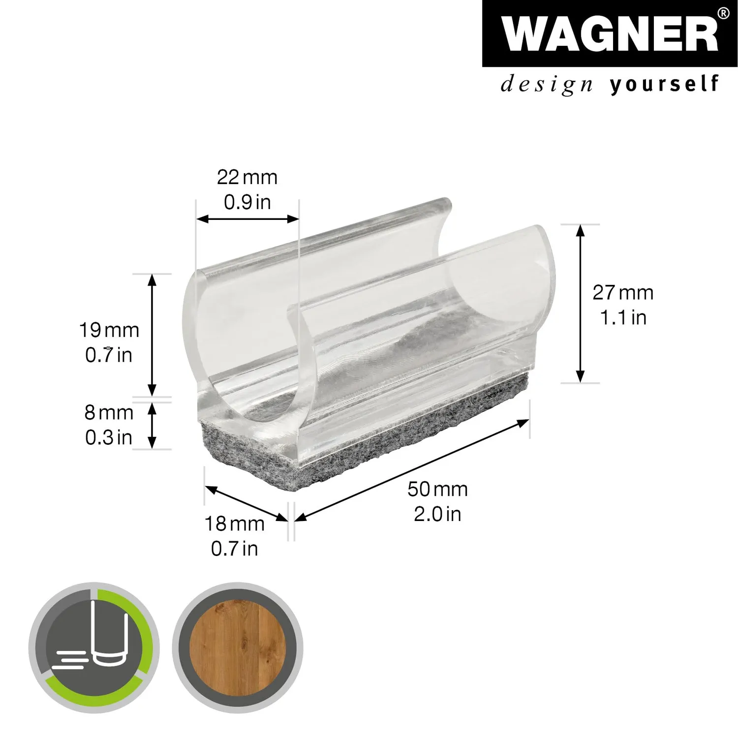 Wagner EH 0693 ghiera tubo rotondo feltro 4 pezzi trasparente