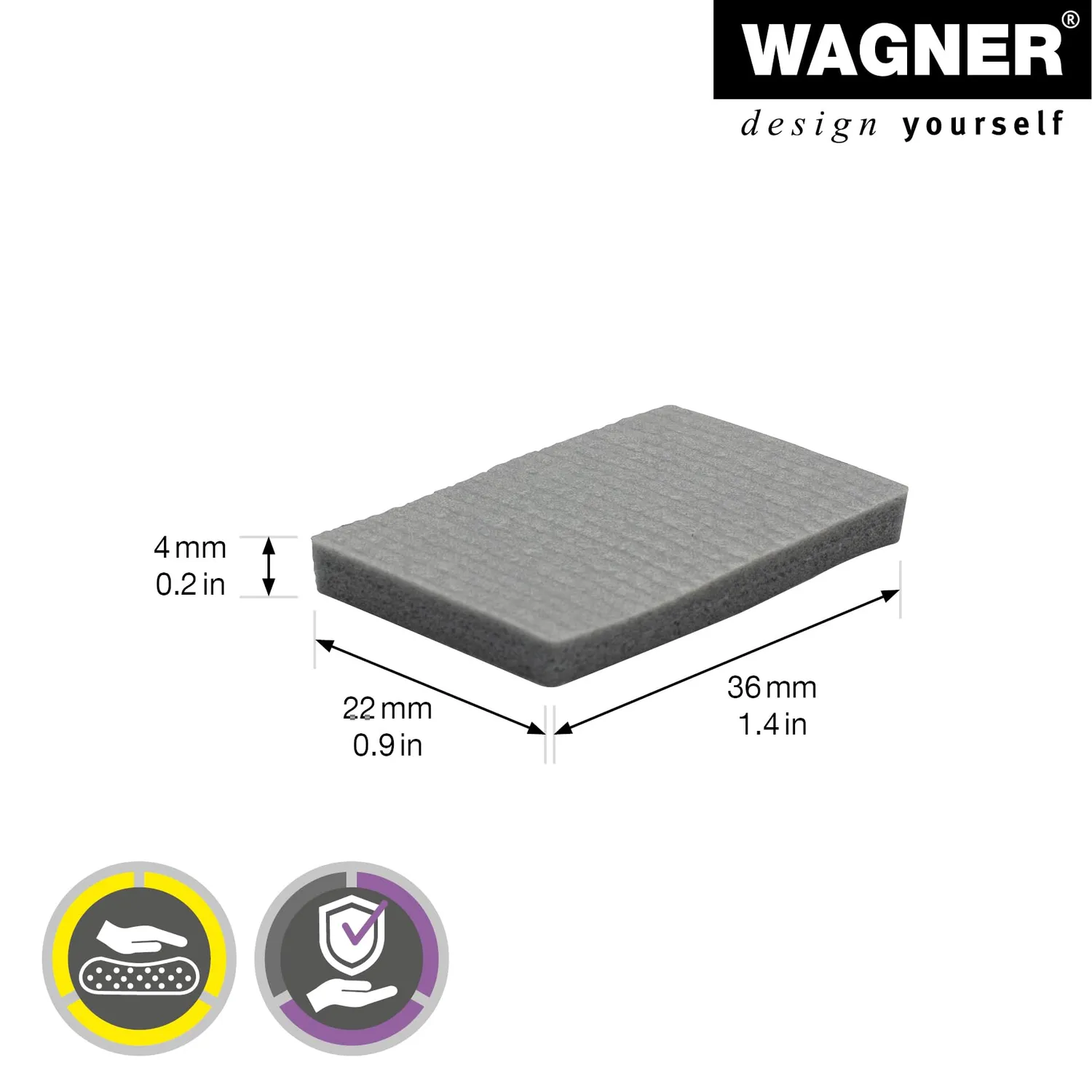 Wagner Soft Pads 16033699 paracolpi adesivi grigi 8 pezzi 22x36mm