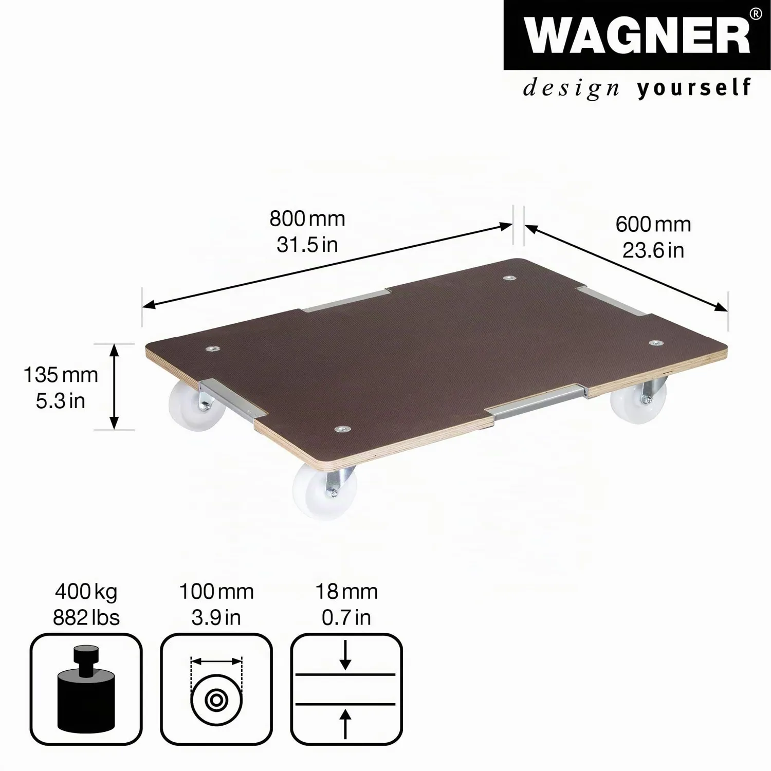 Wagner MM 1379 carrello trasporto 80x60 cm 400 kg antiscivolo