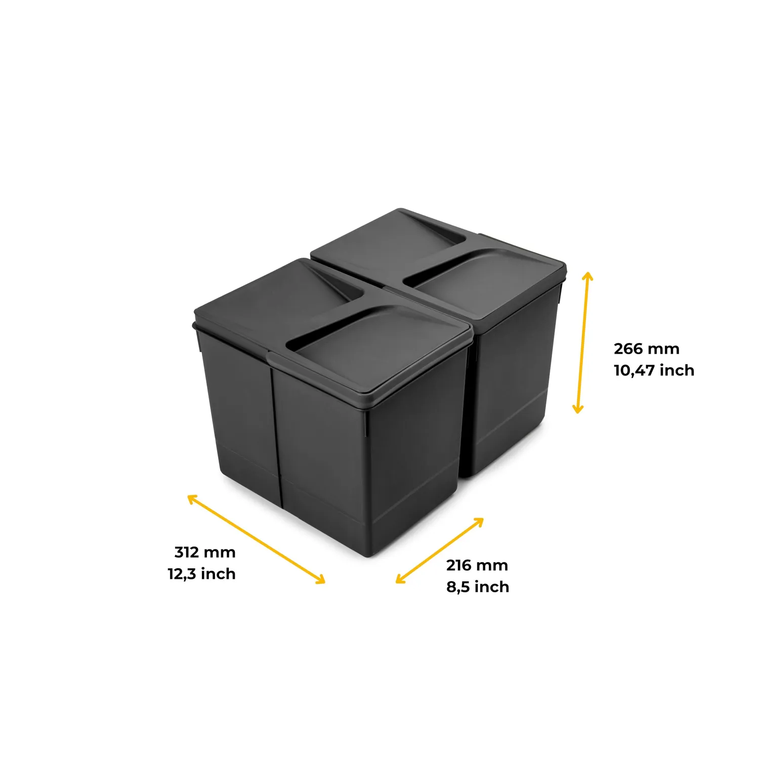 Emuca Harmony Contenitori cucina 2x15L H266 neri differenziata