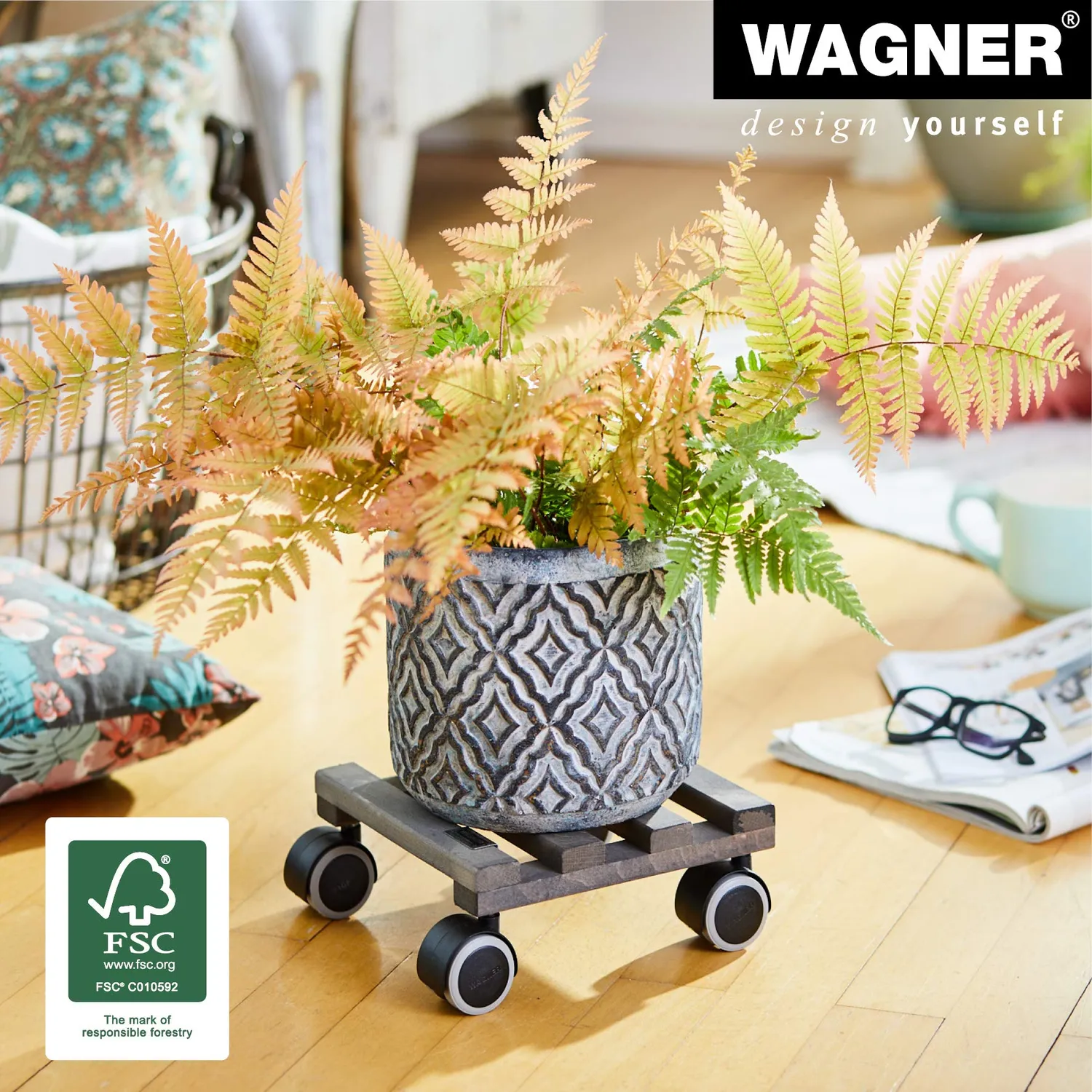 WAGNER Vintage carrello piante 19x19 cm faggio 50 kg