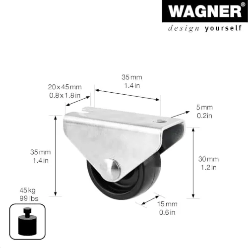 Wagner Design 01005601 rotella mobili nera 30 mm 1 pz 45 kg