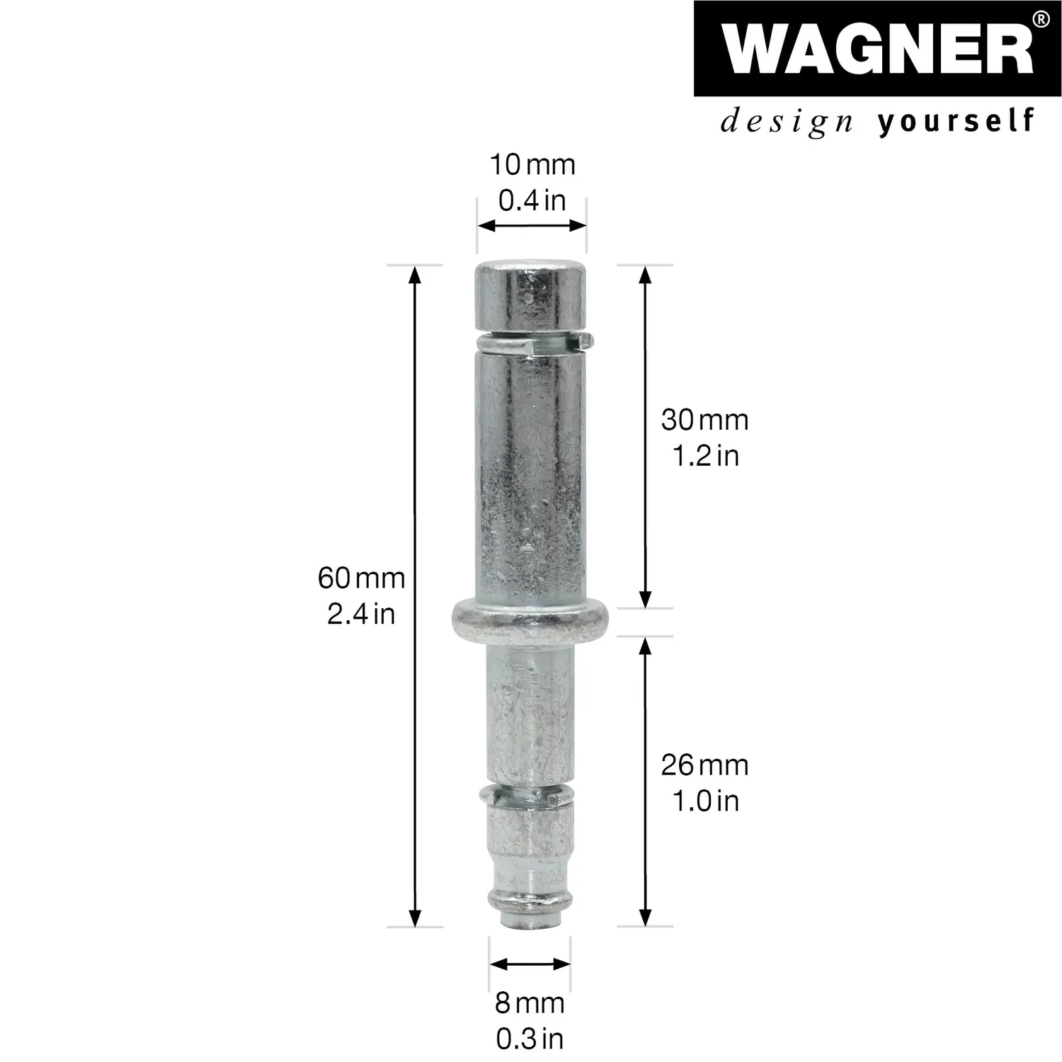 Wagner RO 0094 perno riduttore 2 pezzi 10/8 mm acciaio