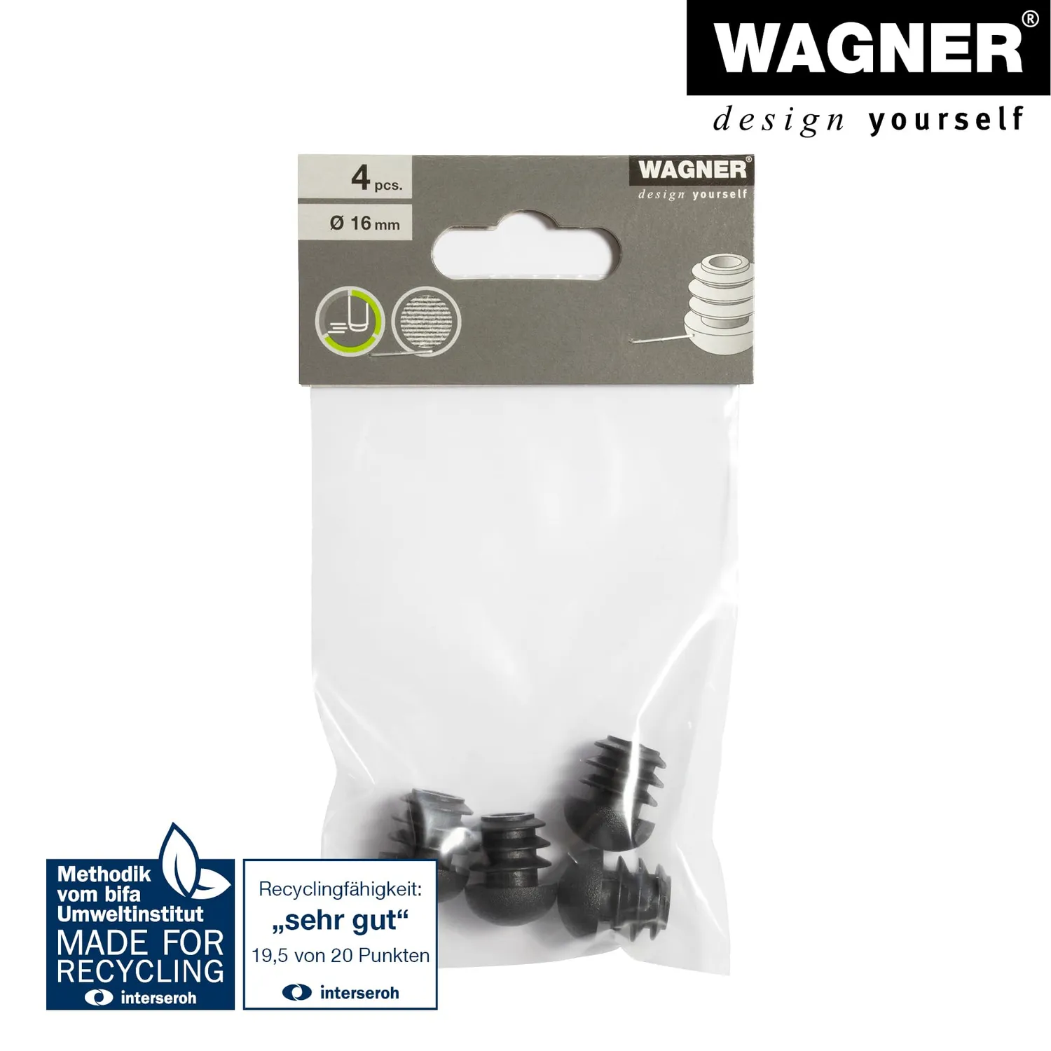 Wagner 15005099 puntali interni 4 pezzi neri plastica