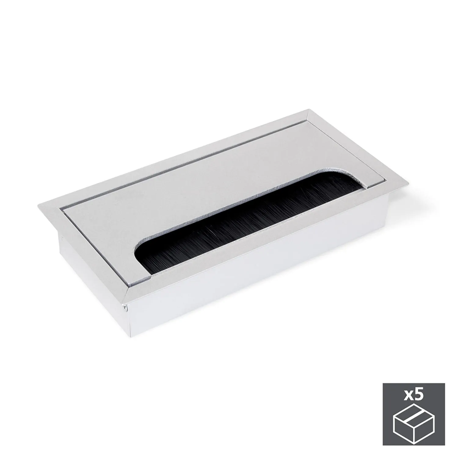 Emuca Passacavo Rettangolare 160x80 Anodizzato Opaco 5 Pezzi