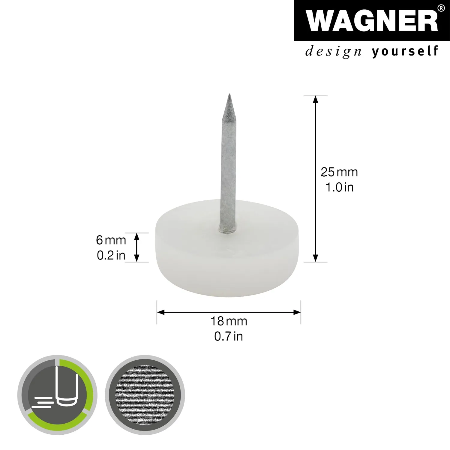 Wagner EH 0917 15091799 feltrini 4 pezzi con chiodo pavimenti duri