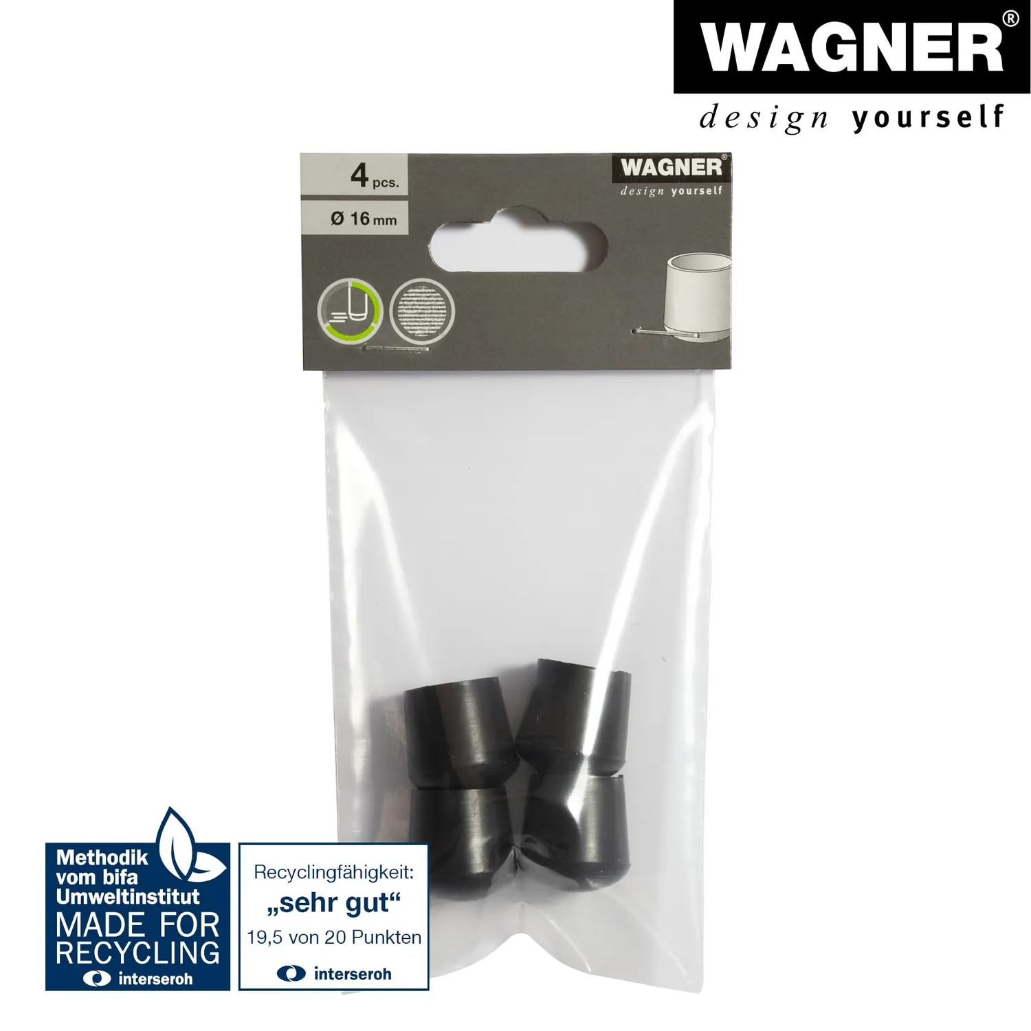 Wagner EH 0616 tappi tubo acciaio neri 4 pezzi