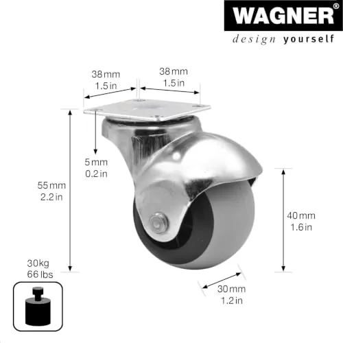Wagner Design RO0015 rullo sfera grigio morbido 40 mm