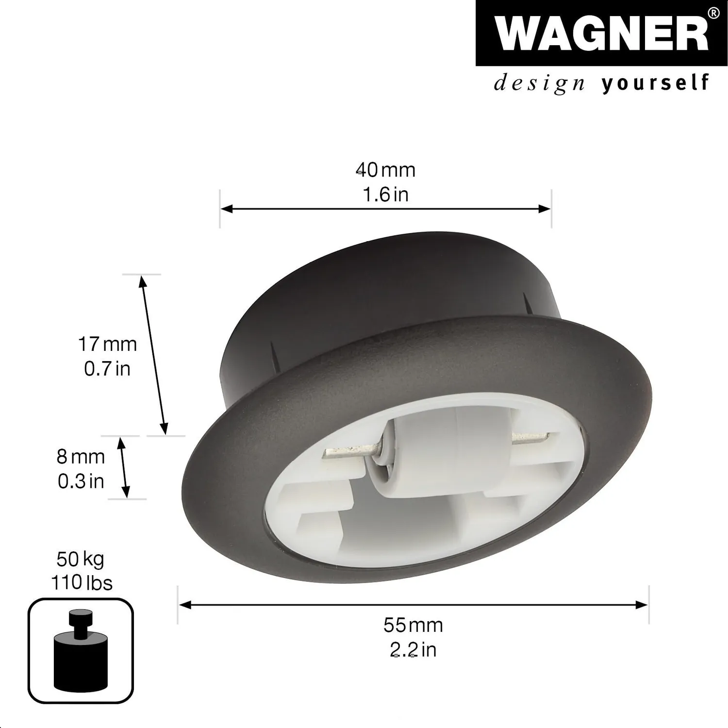 Wagner 01707001 RO 7070 rotella incasso invisibile 15 mm 1 pz