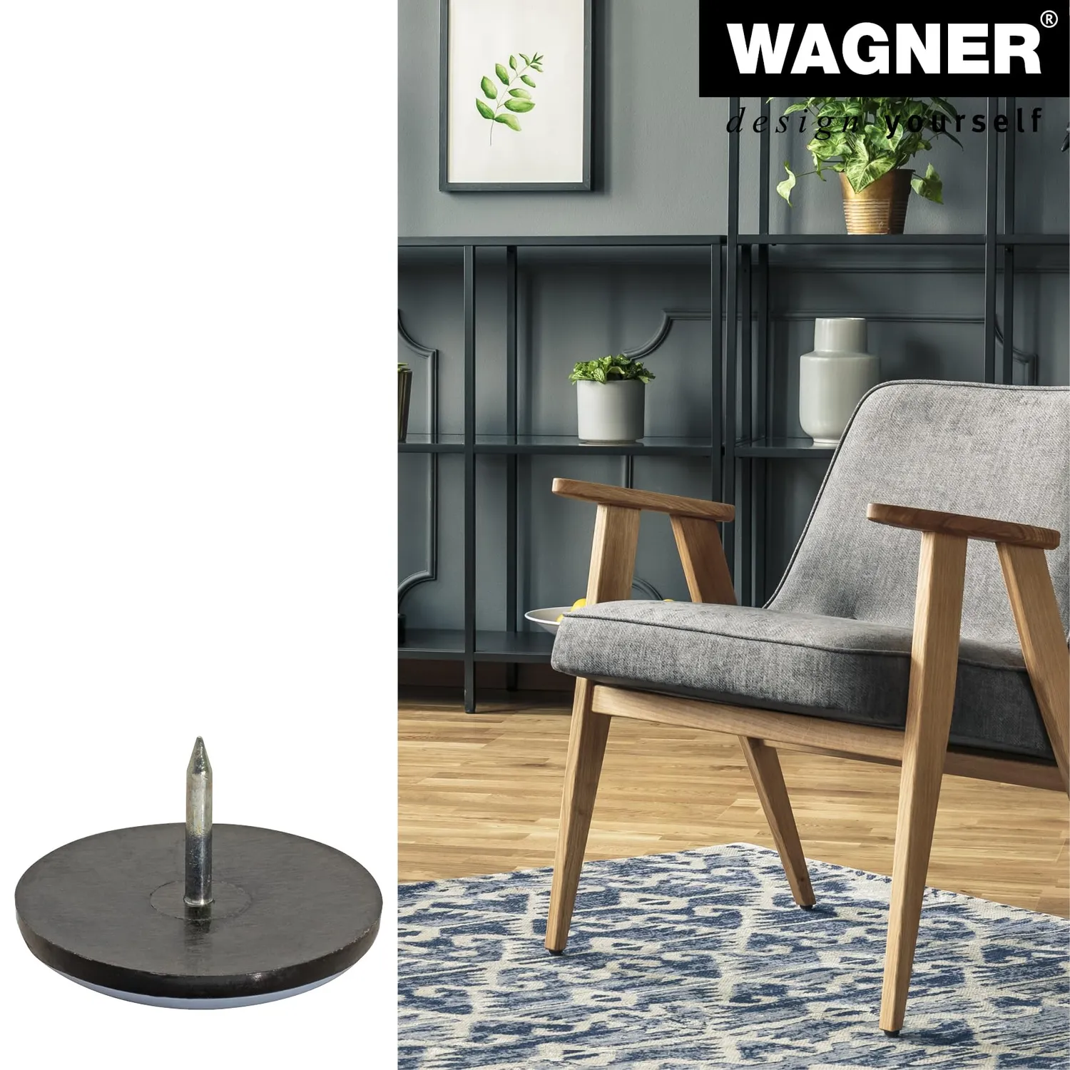 Wagner 15183099 pattini PTFE da inchiodare 4 pezzi Ø 30 mm