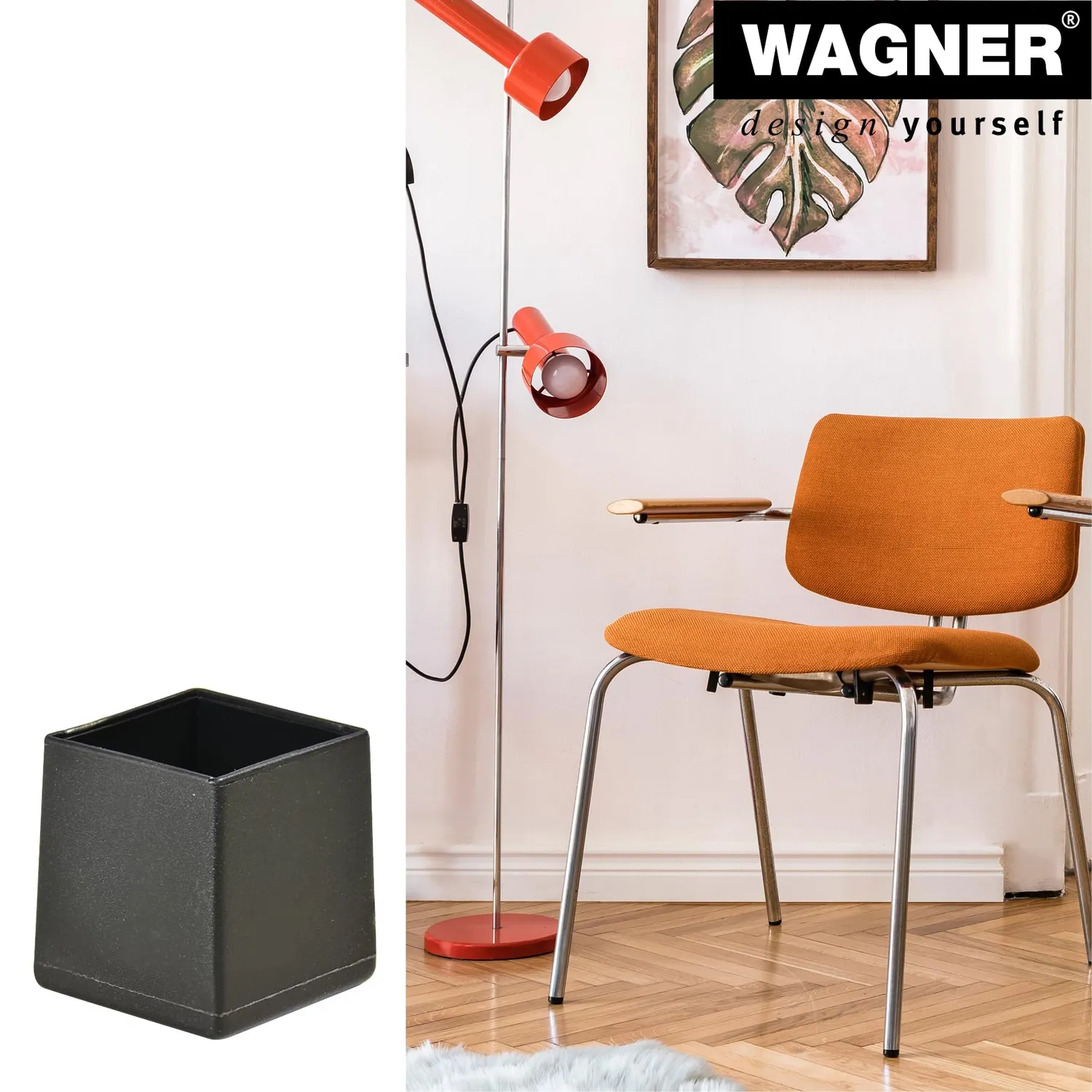 Wagner 15052099 tappi per tubi quadrati 4 pezzi 20/24 mm neri