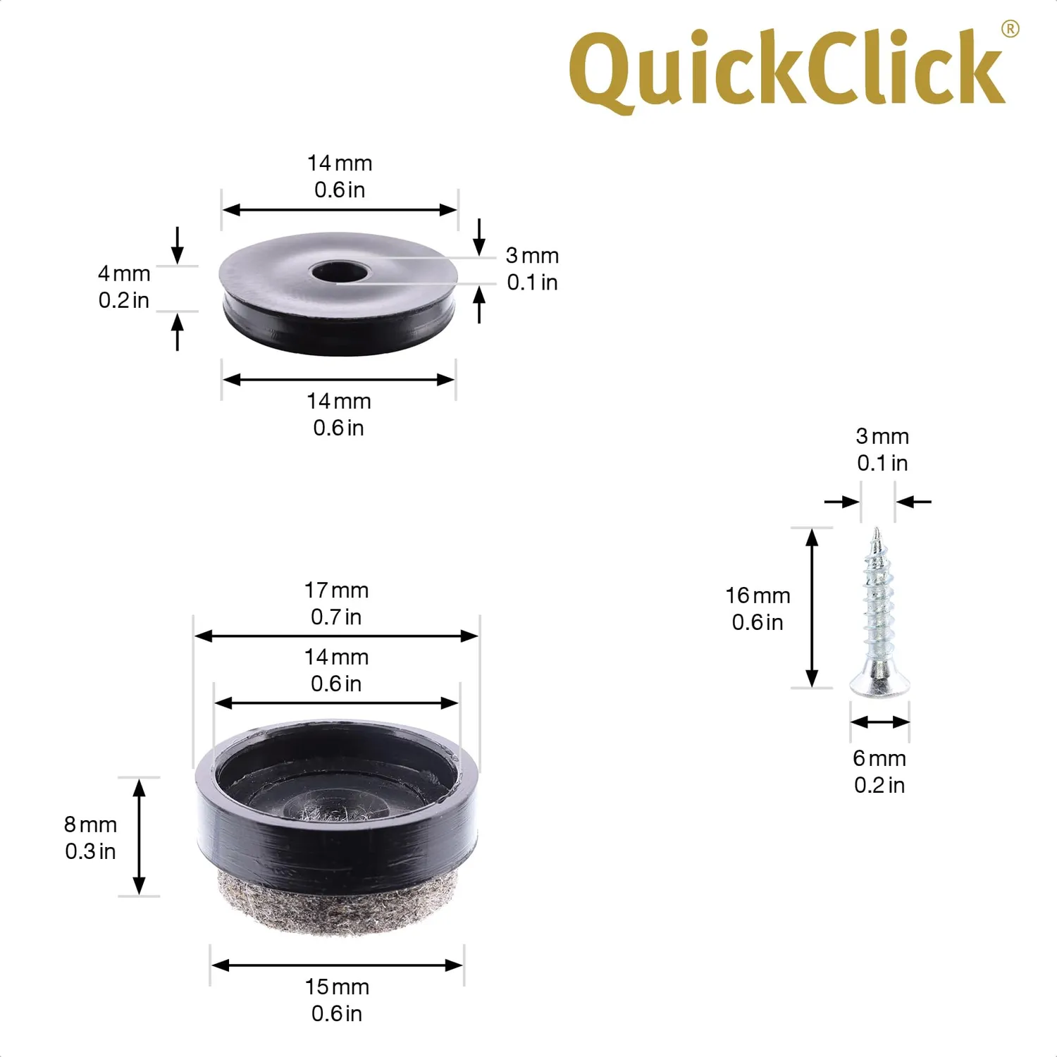 Wagner QuickClick 16791099 feltrini avvitare set 4 pezzi Ø17 mm feltro