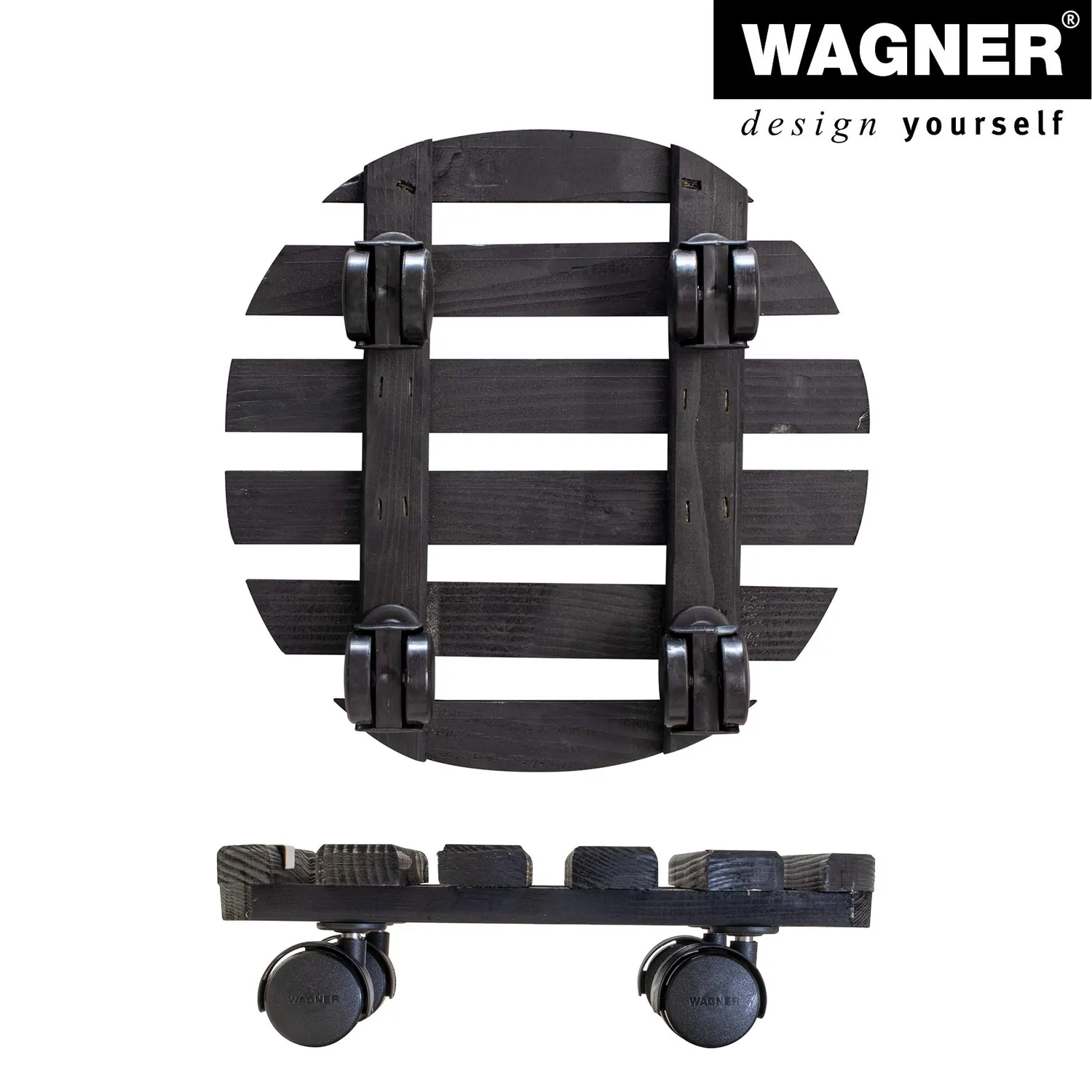 Wagner Nature carrello piante legno nero tondo 29 cm 100 kg