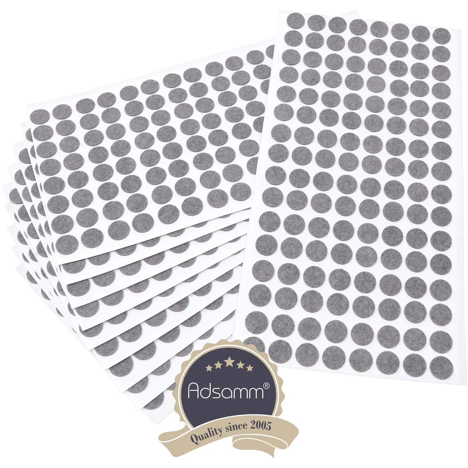 Adsamm Ultrasottili Ø 12 mm Feltrini Autoadesivi 1280 pz Grigi 1,5 mm