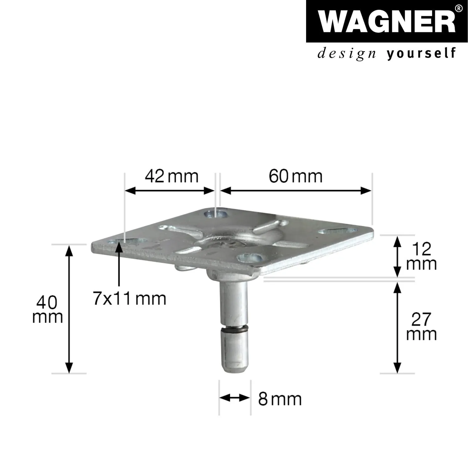 WAGNER RO 0388 piastra avvitamento 60x60 mm 1 pezzo acciaio