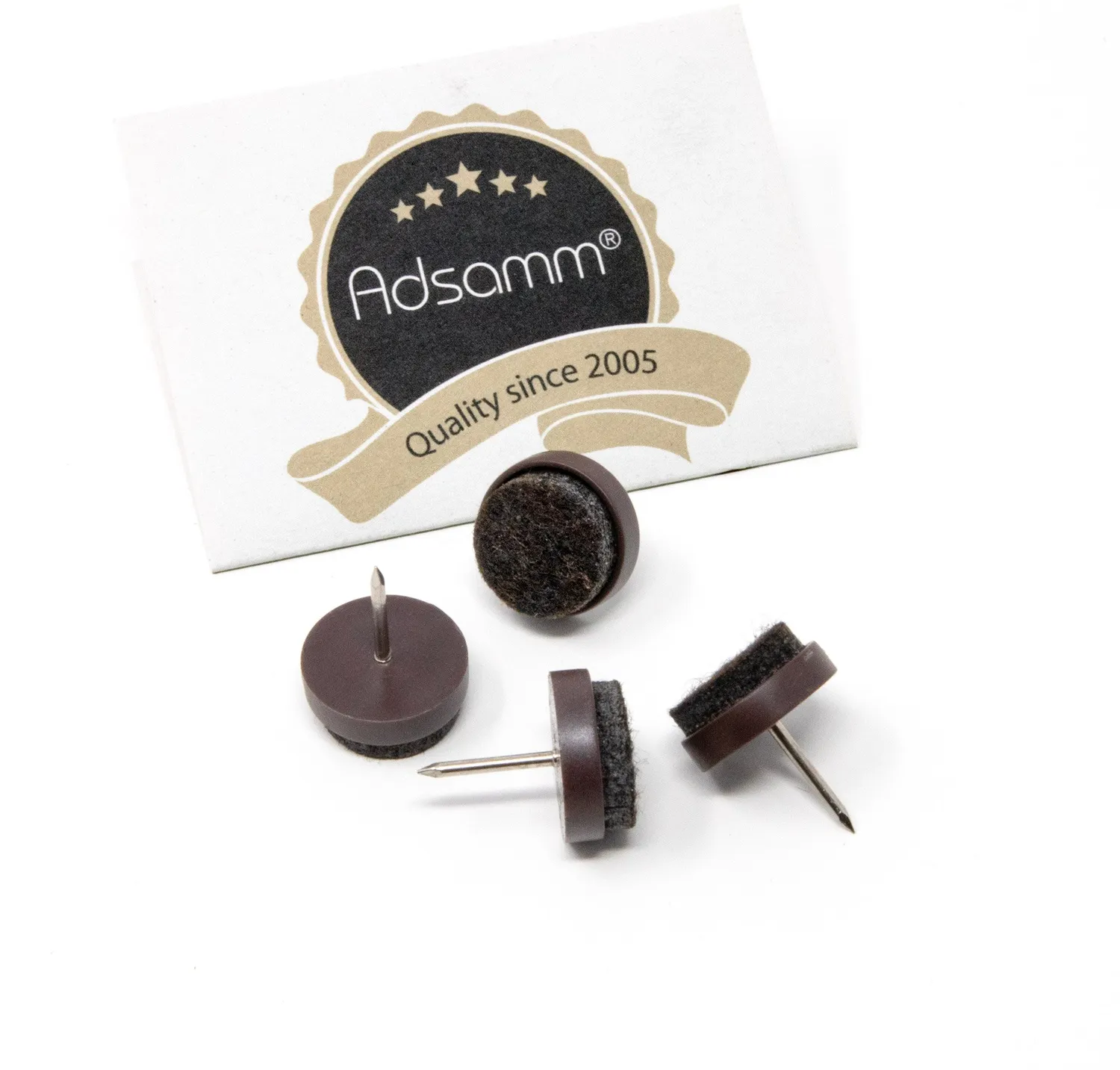 Adsamm feltrini con chiodo marroni 4 pezzi Ø 17 mm base feltro