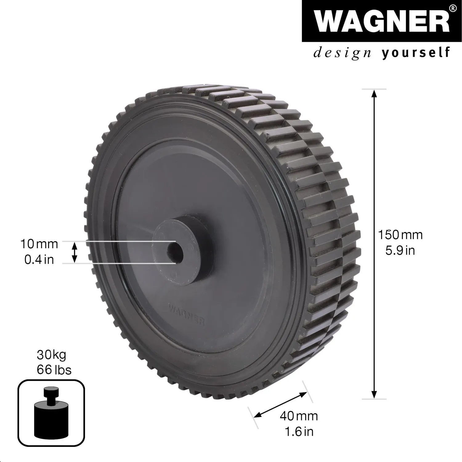 WAGNER RO 8150 Ruota Disco 150x40mm Foro 10mm 30 kg 1 pz