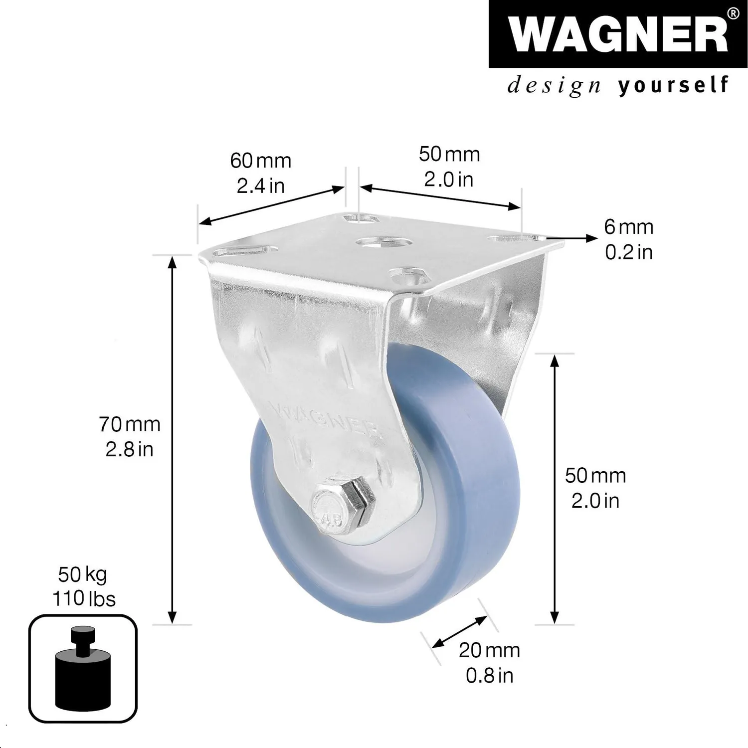 Wagner Eco RO 7550 rotella fissa 50 mm blu/bianco 50 kg