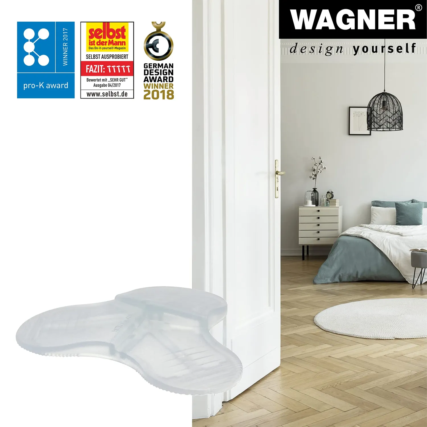 Wagner 3Stop fermaporta cuneo trasparente Ø108x19 mm elastomero