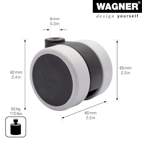 Wagner Design RO 0116 rotella doppia nero/grigio 60 mm morbida