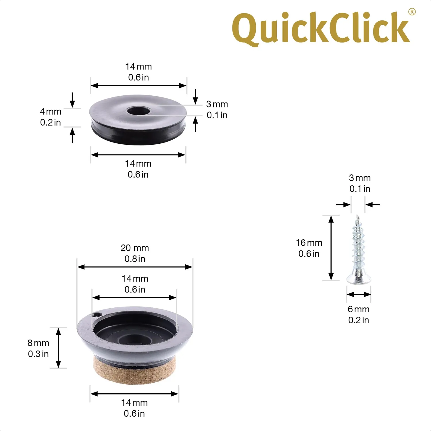 Wagner QuickClick 16791499 feltrini da avvitare 20 mm 4pz linoleum