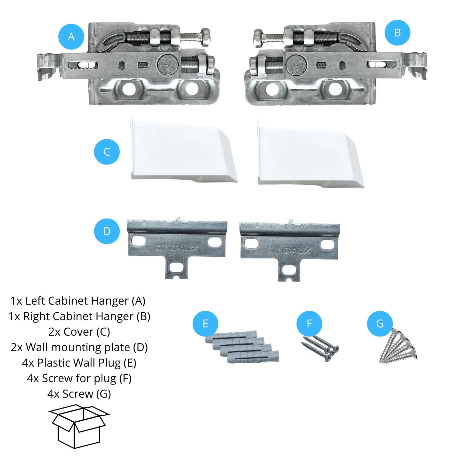 Indaux Scarpi-4 attaccaglia mobili sospesi 270 kg kit vite