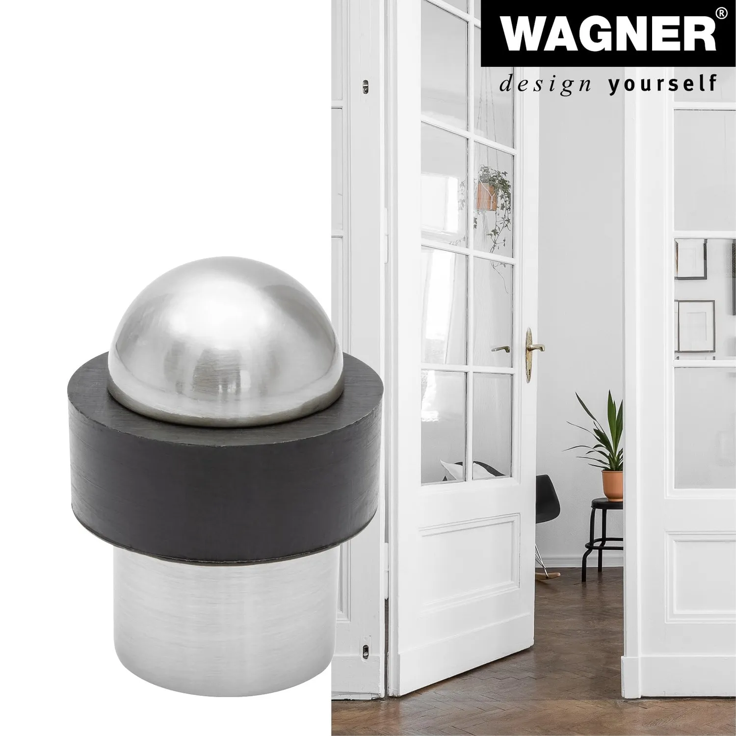 Wagner DOM fermaporta pavimento Ø37x49 mm satinato 1 pezzo