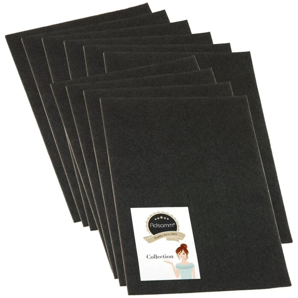 Adsamm feltro autoadesivo 200x300 mm nero 10 fogli spessore 3,5 mm