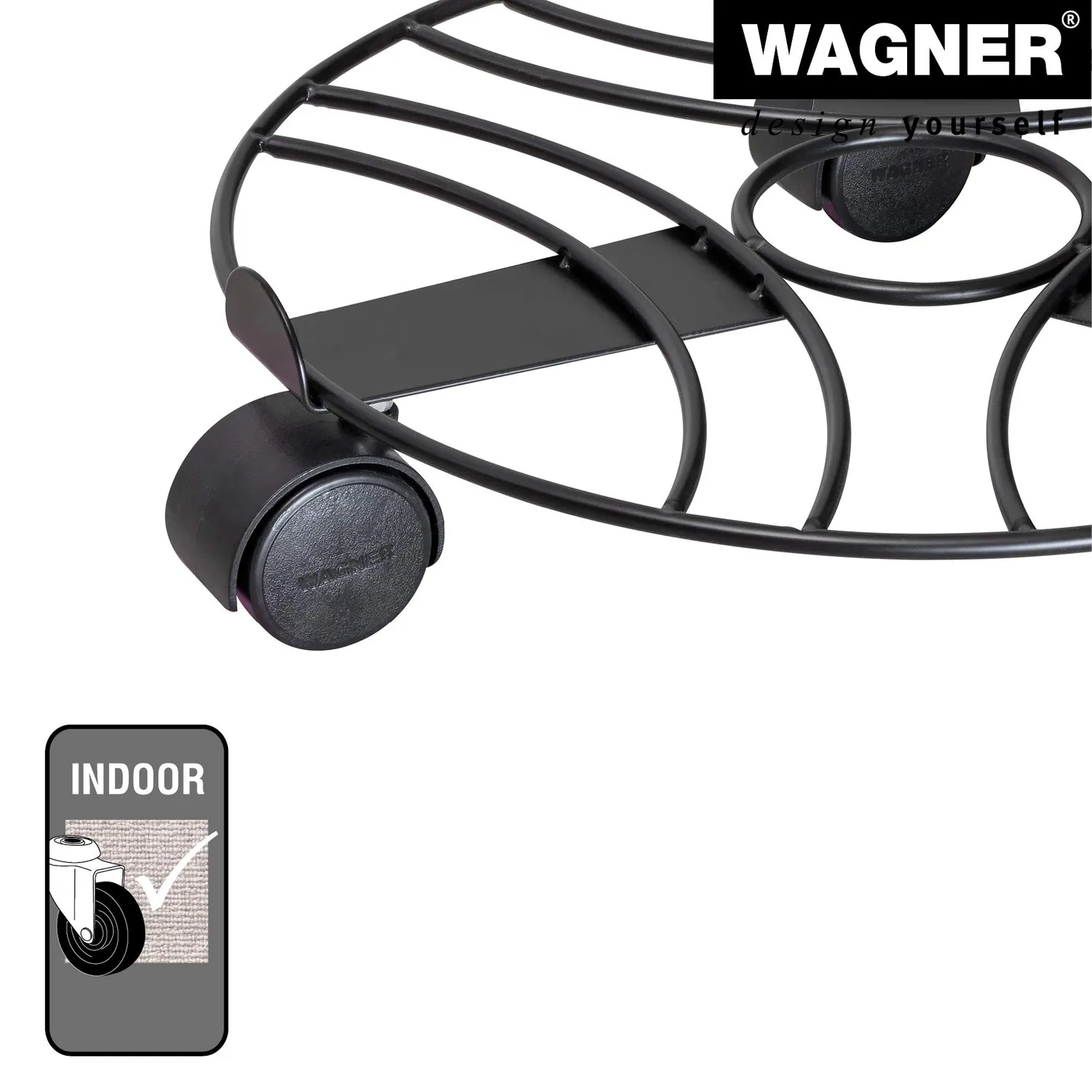 WAGNER Black sottovaso acciaio diam. 30cm h 6,5cm portata 60kg