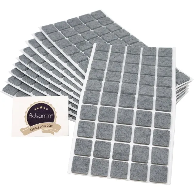 Adsamm feltrini autoadesivi quadrati grigi 20x20mm 500 pz 3,5mm
