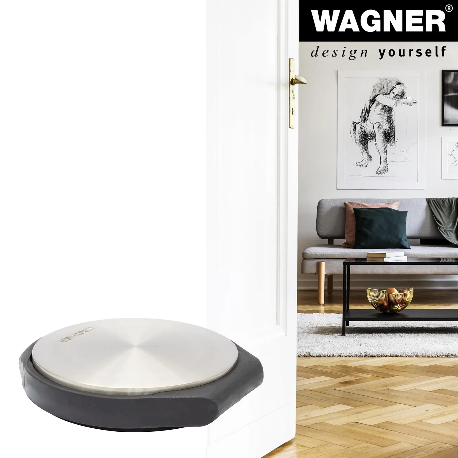 Wagner Big Disk fermaporta acciaio inox ø 90 mm
