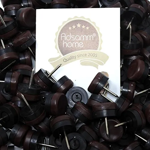 Adsamm pattini plastica con chiodo 20 mm marroni 100 pezzi scorrevoli