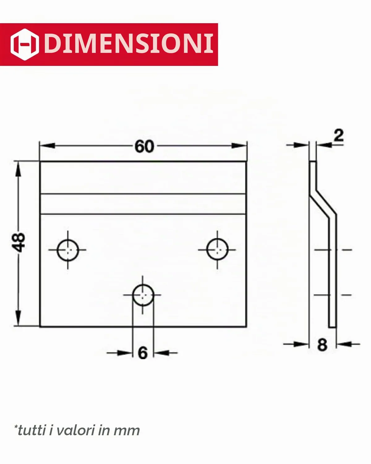 Gedotec guida sospensione pensili 6 pezzi 60 mm zincato