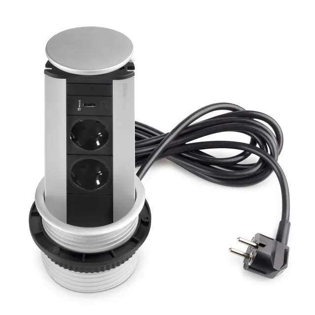 Emuca multiconnettore incasso 2 Schuko 1 USB anodizzato