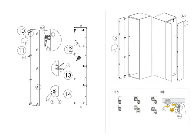 Indaux Kit Ferramenta Scorrevole 2 Ante Standard A Scatto 50 kg