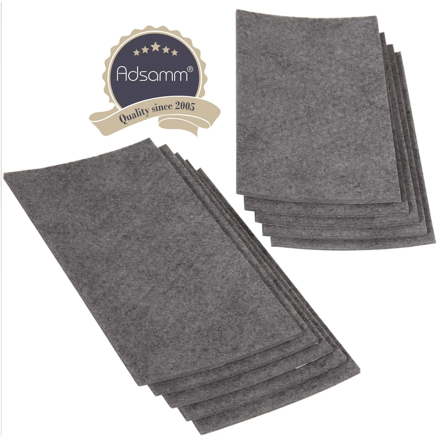 Adsamm feltro autoadesivo 100x200 mm grigio 10 fogli spessore 3,5 mm