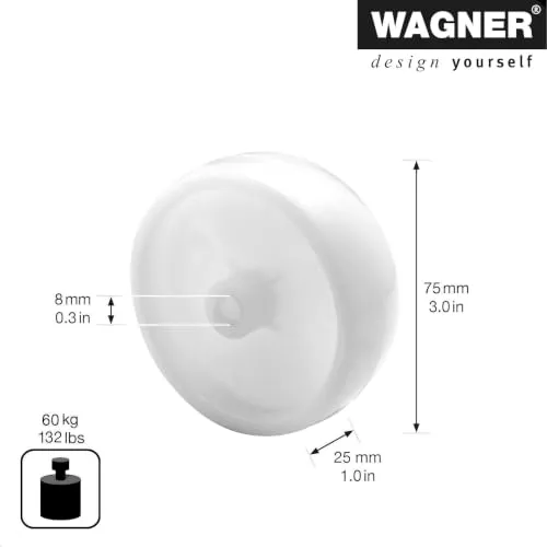 Wagner 03667501 ruota ricambio bianca 75 mm 1 pz portata 60 kg