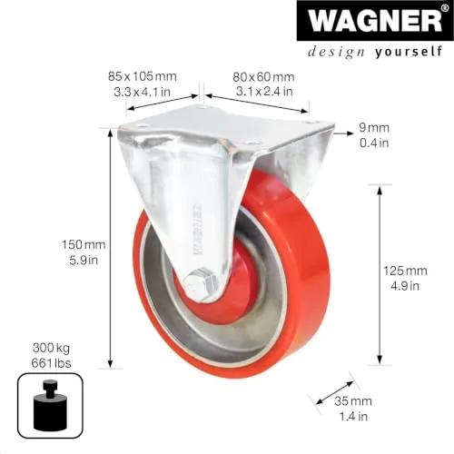 Wagner RO 0325 rullo pesante rosso 125 mm 300 kg