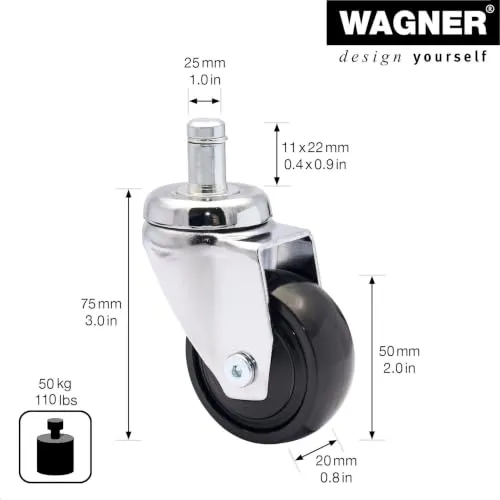Wagner Design 3C 01225461 ruota perno 11x22 Ø50 cromata