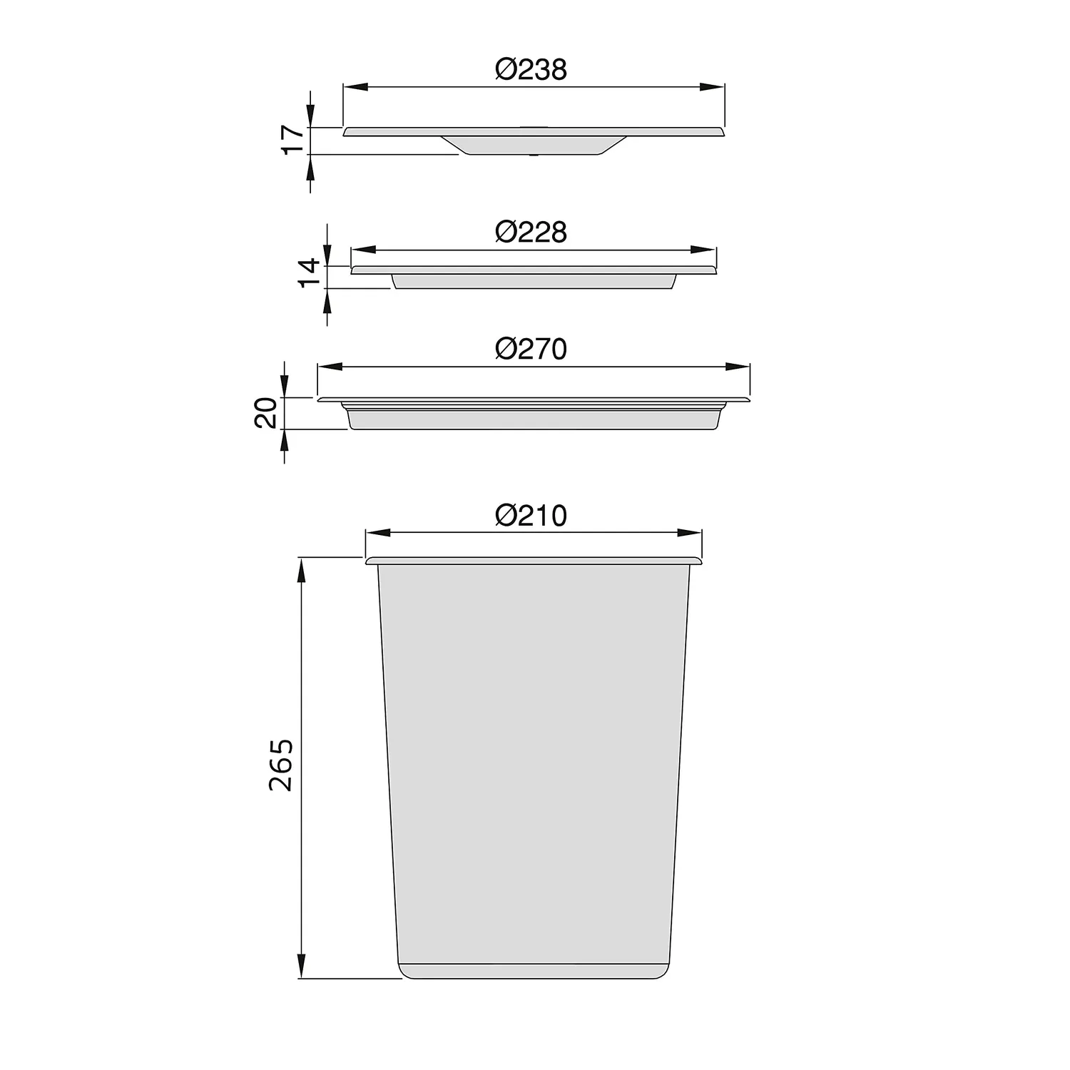 Emuca Pattumiera Incasso Cucina 7L Acciaio Inox