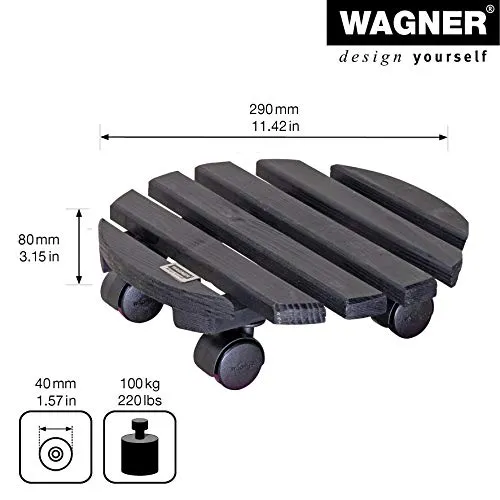 Wagner Nature carrello piante legno nero tondo 29 cm 100 kg