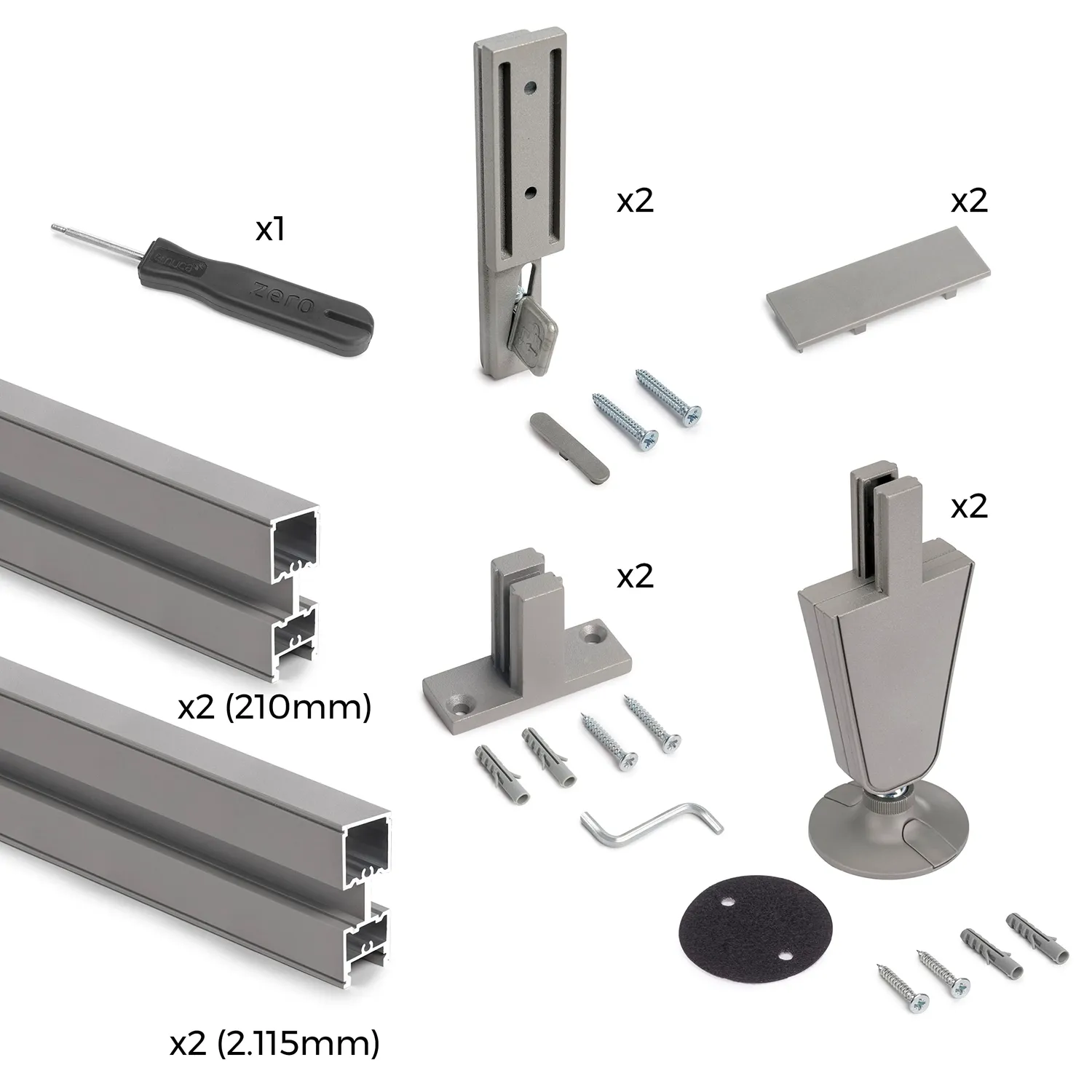 Emuca Zero kit struttura 1 vano grigio pietra