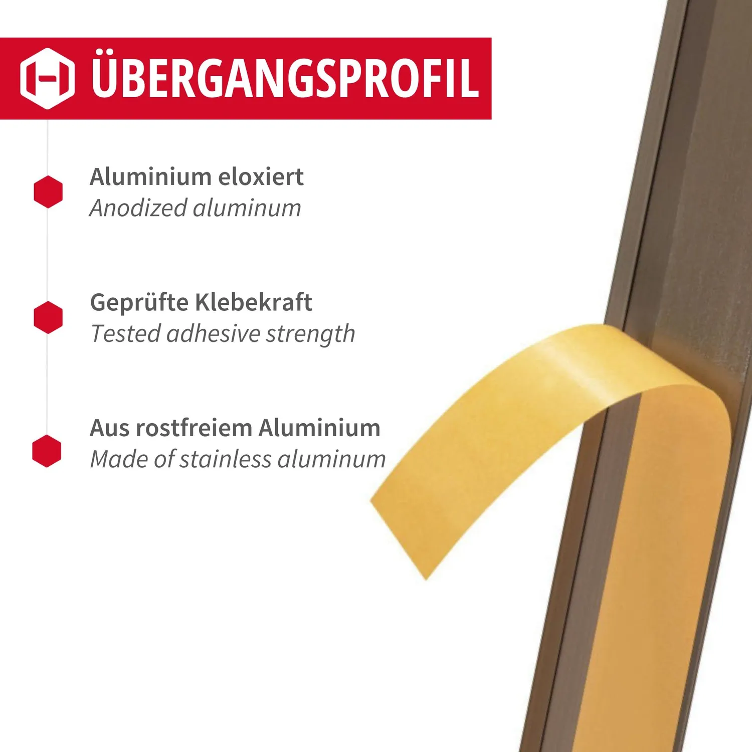 Gedotec barra transizione 1000 mm bronzo autoadesiva alluminio