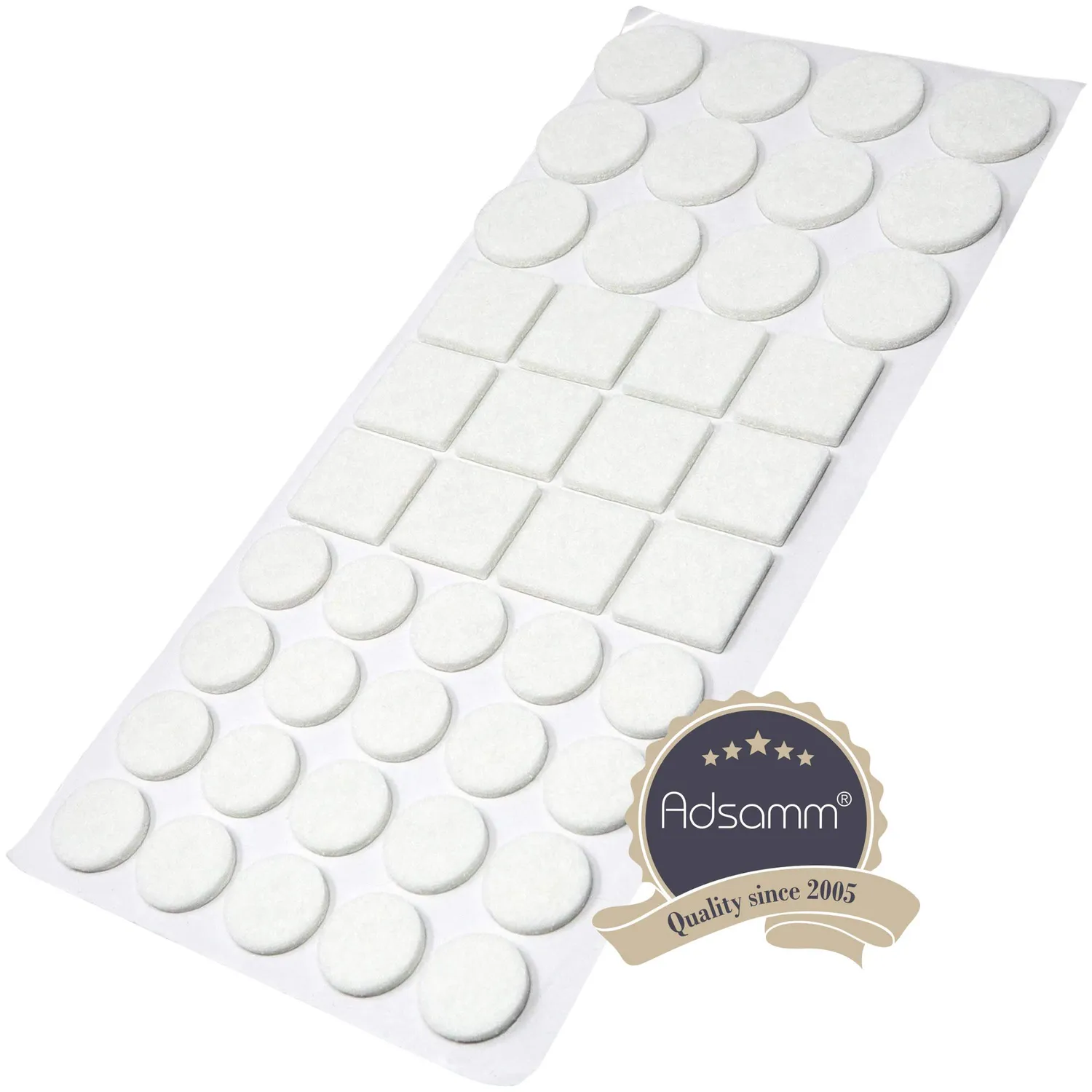 Adsamm feltrini autoadesivi misure miste bianchi 44 pezzi 3,5 mm