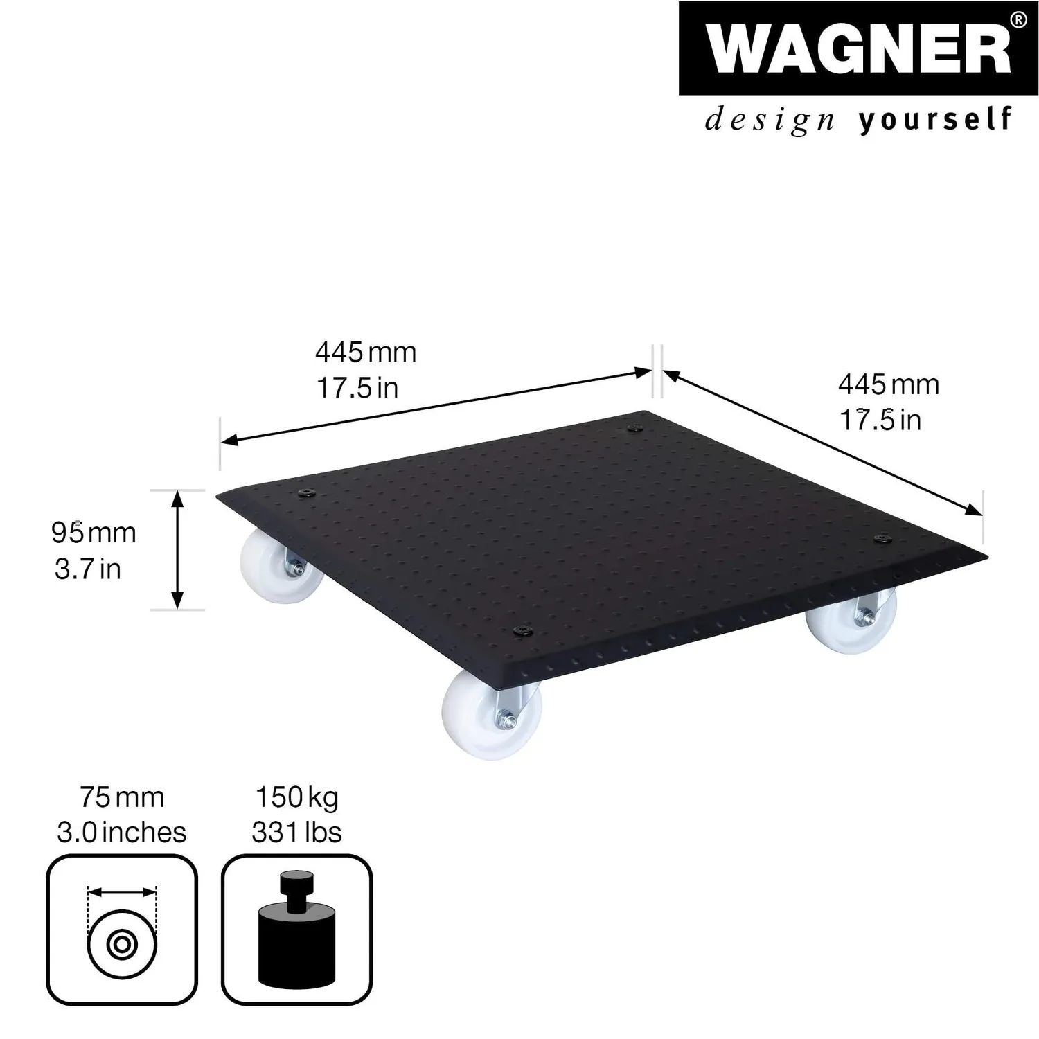 Wagner Alaska Sottovaso 45x45 cm Nero 150 kg