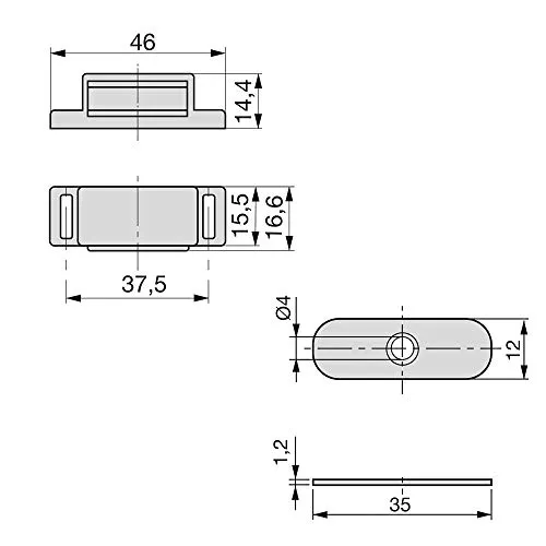 Emuca Chiusura Magnetica Bianca 3,2 kg Set 20 Pezzi