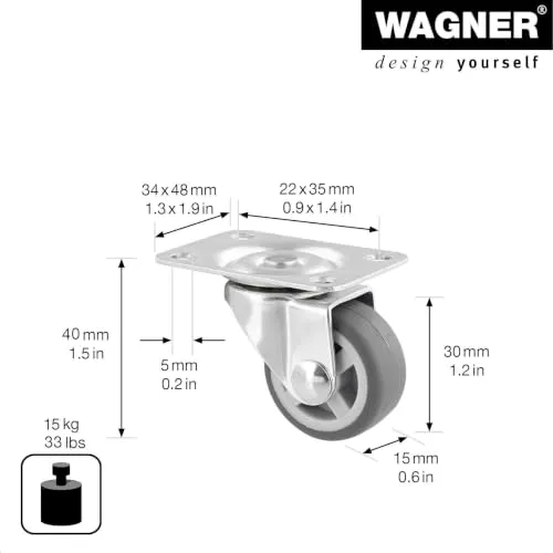 WAGNER RO 2179 rotella girevole grigia 30 mm 1 pz morbida