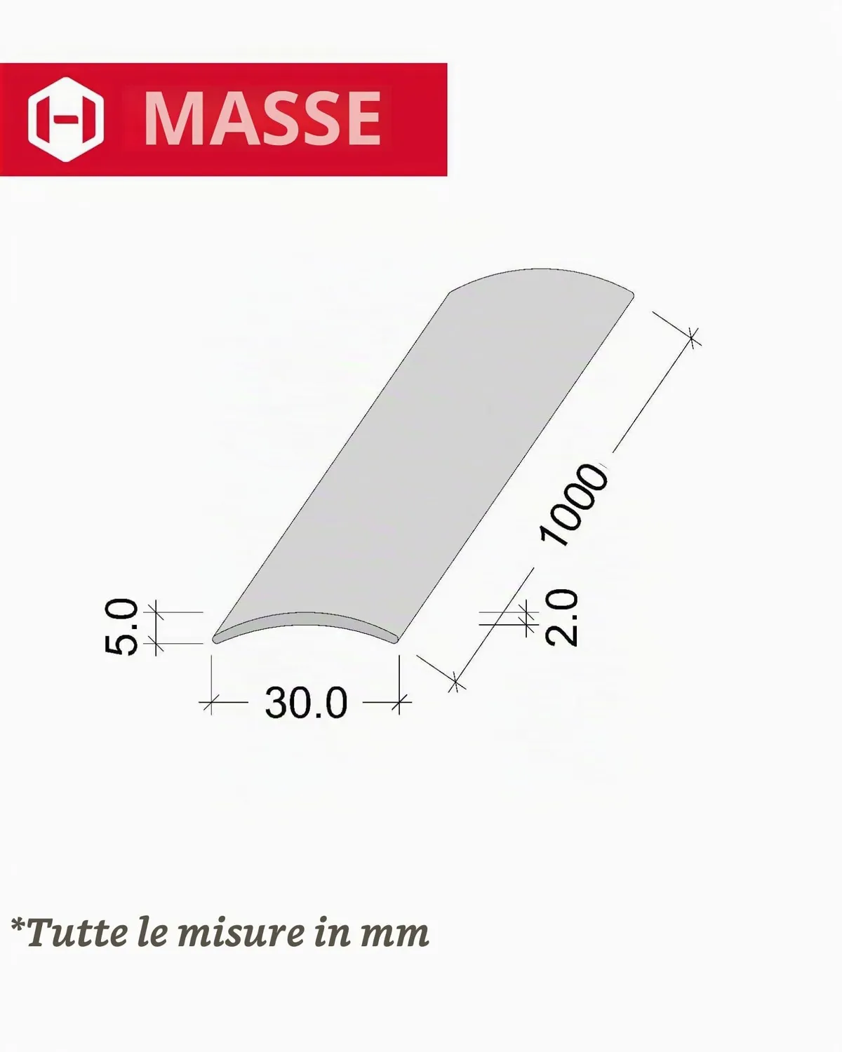 Gedotec profilo transizione alluminio argento 30x1000 mm