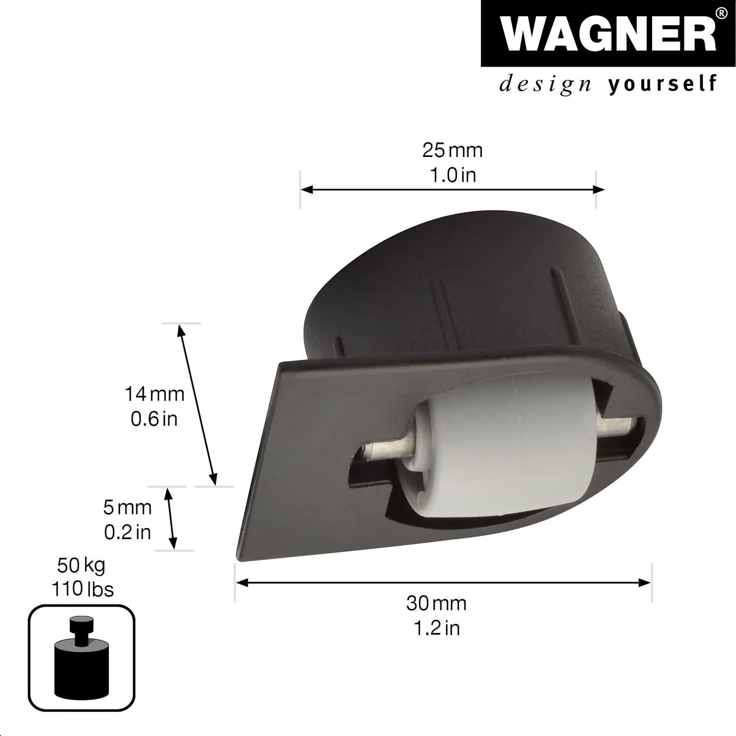 Wagner BSR RO 7058 rotella incasso 15 mm nera 50 kg